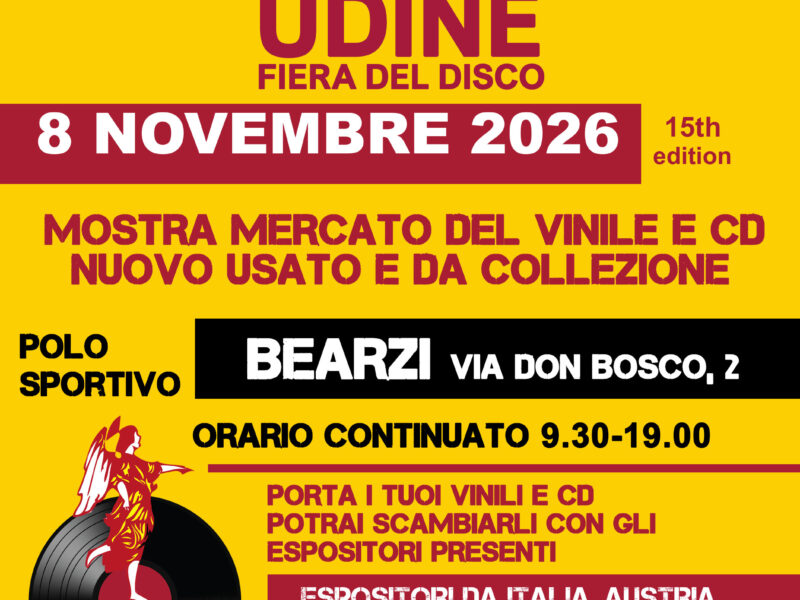 Vinyl Udine, domenica 8 novembre 2026 la fiera del disco torna al Bearzi