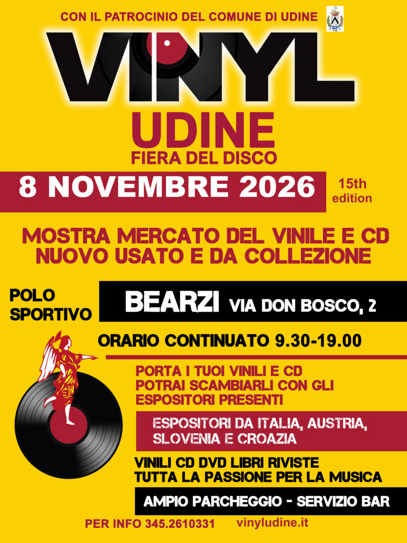 Vinyl Udine, domenica 8 novembre 2026 la fiera del disco torna al Bearzi